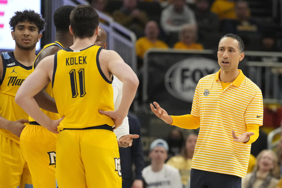 Marquette coach Shaka Smart reacts in the second half against DePaul on Feb. 25. (Patrick McDermott/Getty Images)