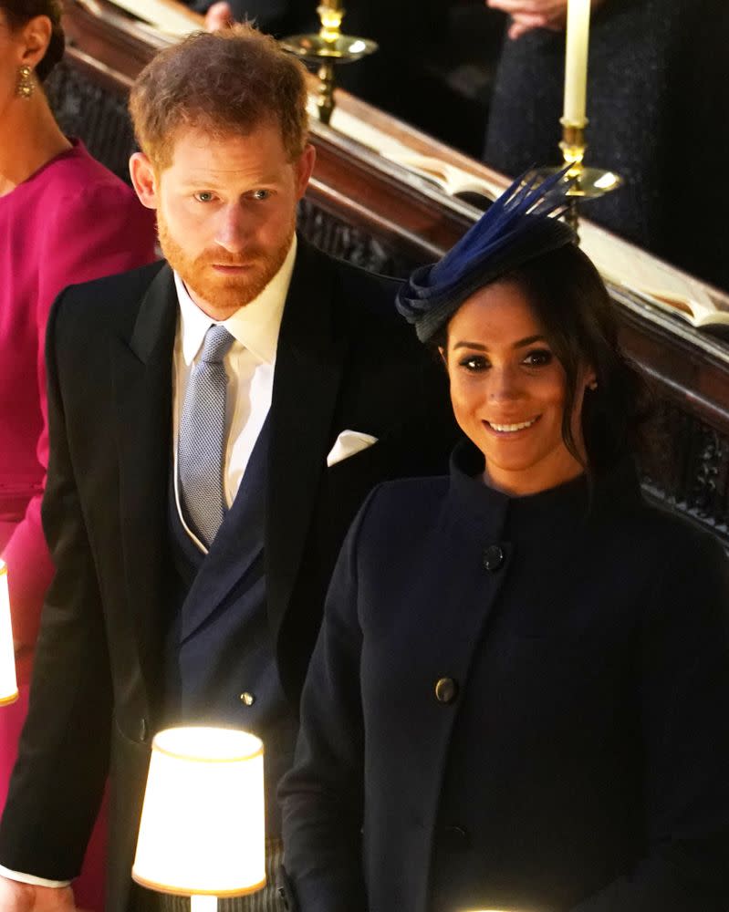 Meghan Markle and Prince Harry at the wedding of Princess Eugenie.