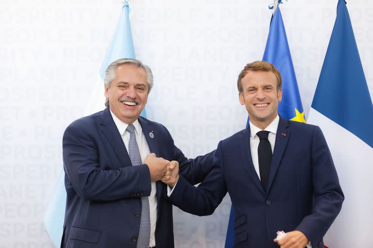 el presidente Alberto Fernandez y Emmanuel Macron