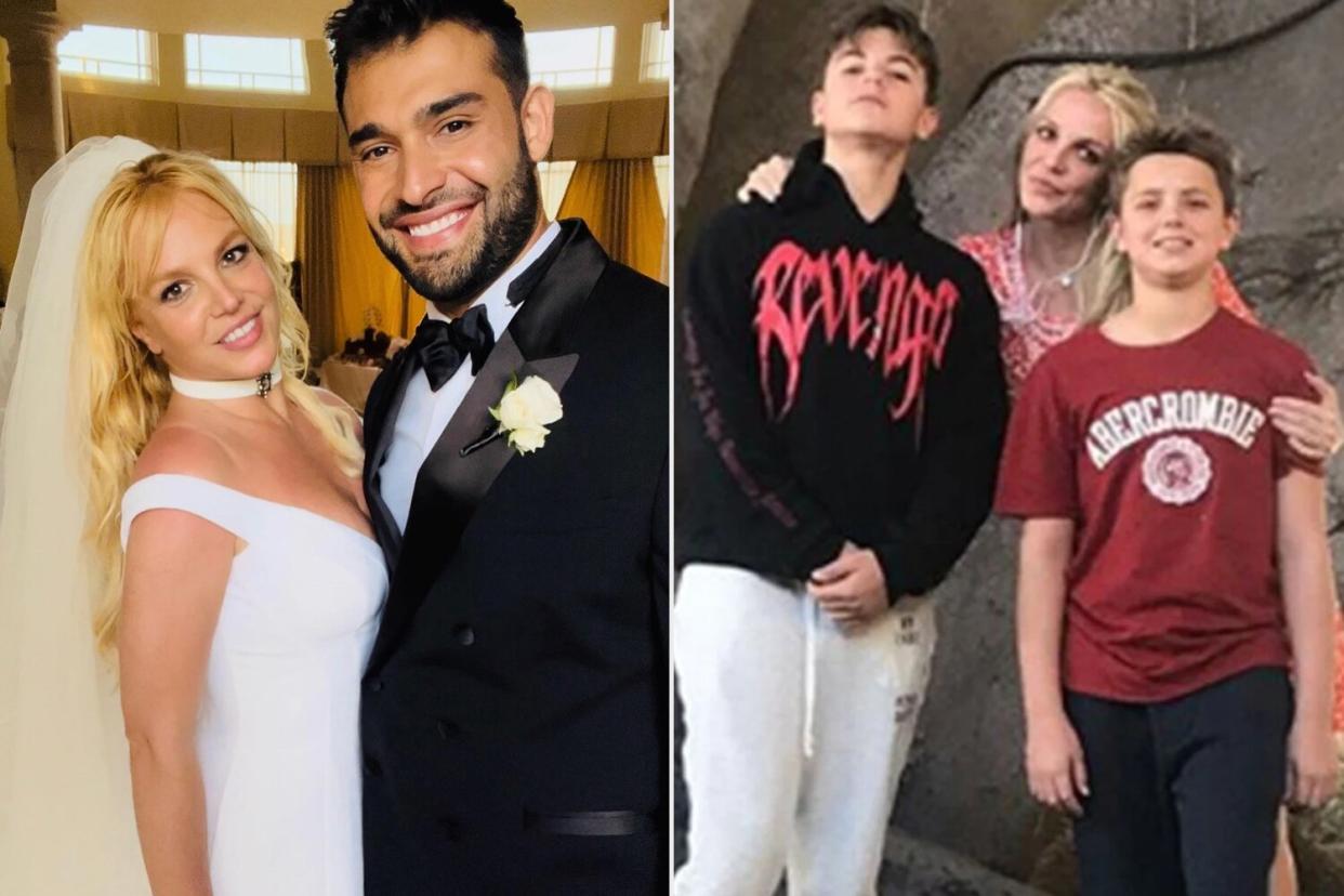 Britney Spears and Sam Asghari wedding, Britney Spears and her sons Preston and Jayden