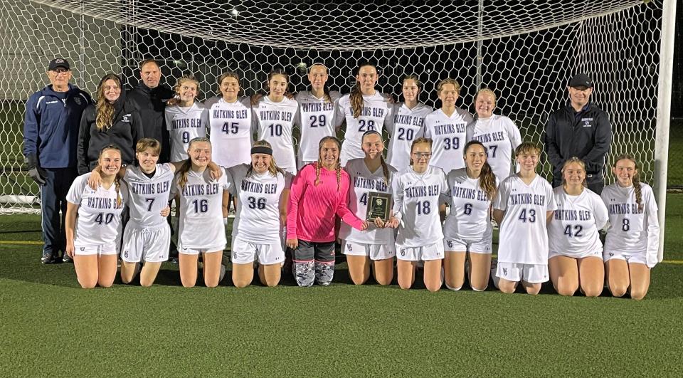 Watkins Glen repeated as IAC Small School girls soccer champion with a 3-2 win over Marathon on Oct. 14, 2023 at Tompkins Cortland Community College.