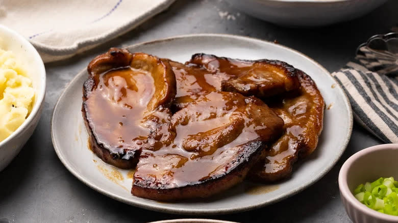 Pork steak on plate