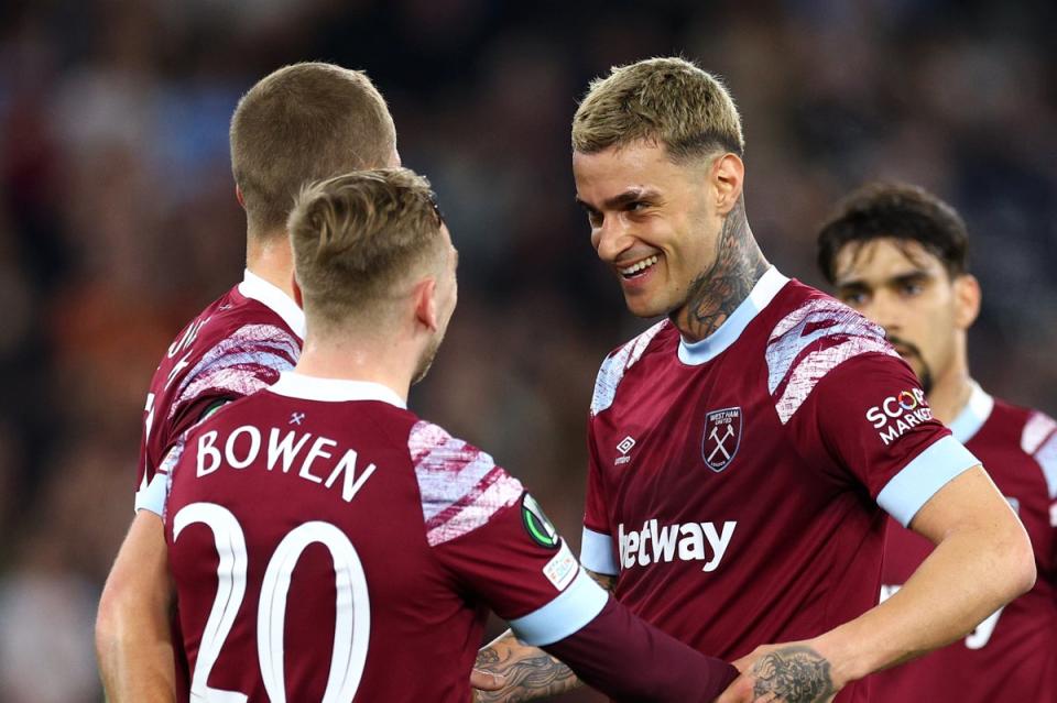 Proving their point: Gianluca Scamacca and Jarrod Bowen both impressed for West Ham against AEK Larnaca in Europe  (Getty Images)