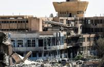 There are no functioning medical facilities in Syria's Raqa, whose central hospital is shown here on October 1, 2017