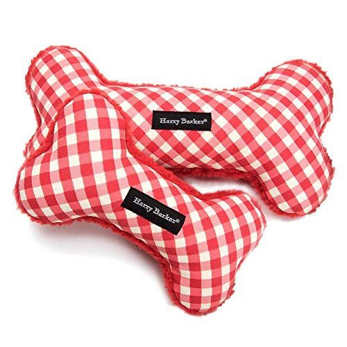 Harry Barker Gingham Bone Canvas Dog Toy