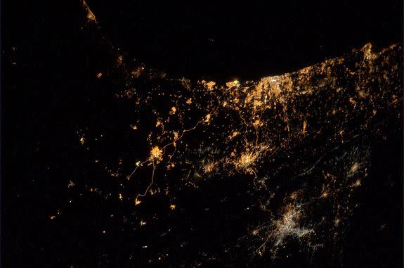 On July 23, 2014, ESA astronaut Alexander Gerst posted this photo on Facebook with the caption: "My saddest photo yet. From the International Space Station we can actually see explosions and rockets flying over Gaza and Israel."