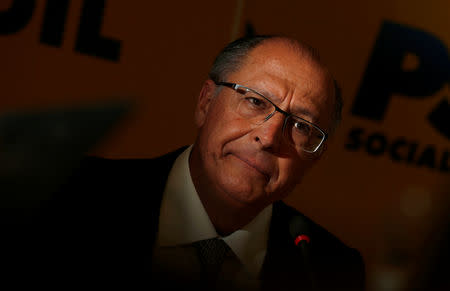 Presidential candidate Geraldo Alckmin of Brazilian Social Democratic Party (PSDB) attends an interview with foreign media in Brasilia, Brazil September 17, 2018. REUTERS/Adriano Machado