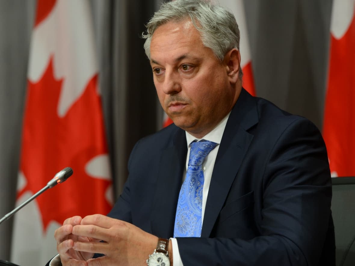 CSIS director David Vigneault holds a press conference on Parliament Hill in Ottawa on Thursday, July 16, 2020.  (Sean Kilpatrick/The Canadian Press - image credit)