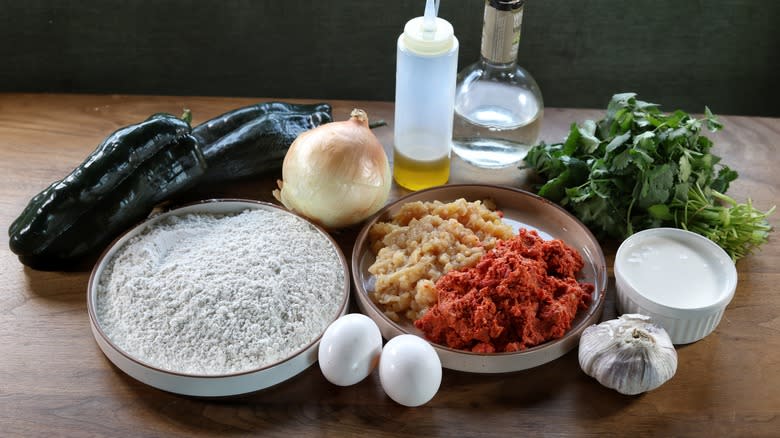 table full of ravioli ingredients