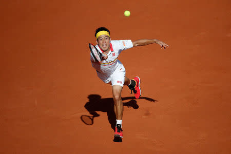 Tennis - French Open - Roland Garros, Paris, France - May 30, 2018 Japan's Kei Nishikori in action during his second round match against France's Benoit Paire REUTERS/Pascal Rossignol