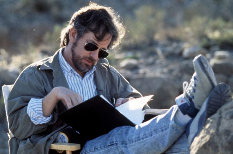 <p>Spielberg on the set <em>Indiana Jones and the Last Crusade</em> in 1989.</p>