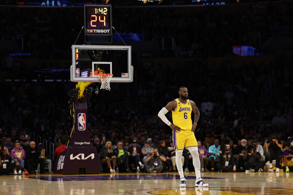 洛杉磯湖人球星LeBron James。（NBA Photo by Harry How/Getty Images）