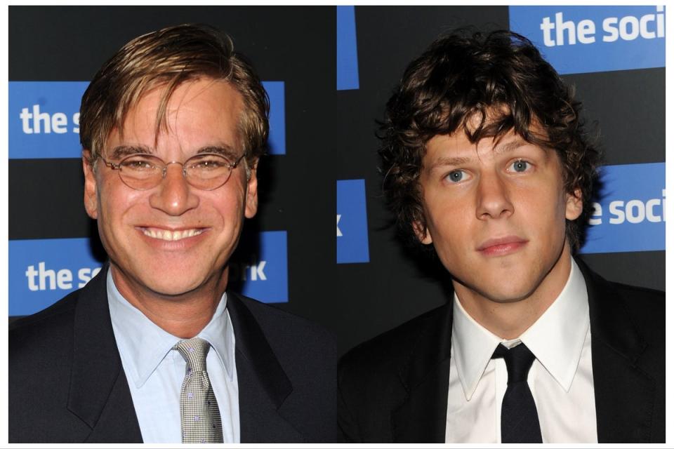 Aaron Sorkin and ‘The Social Network’ star Jesse Eisenberg in New York in 2010 (Getty)