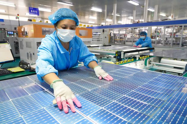 Inside a solar factory in China&#39;s Jiangsu Province. Tariffs could help spur U.S. production of solar panels, but it could also work against mitigating climate change. (Photo: VCG via Getty Images)