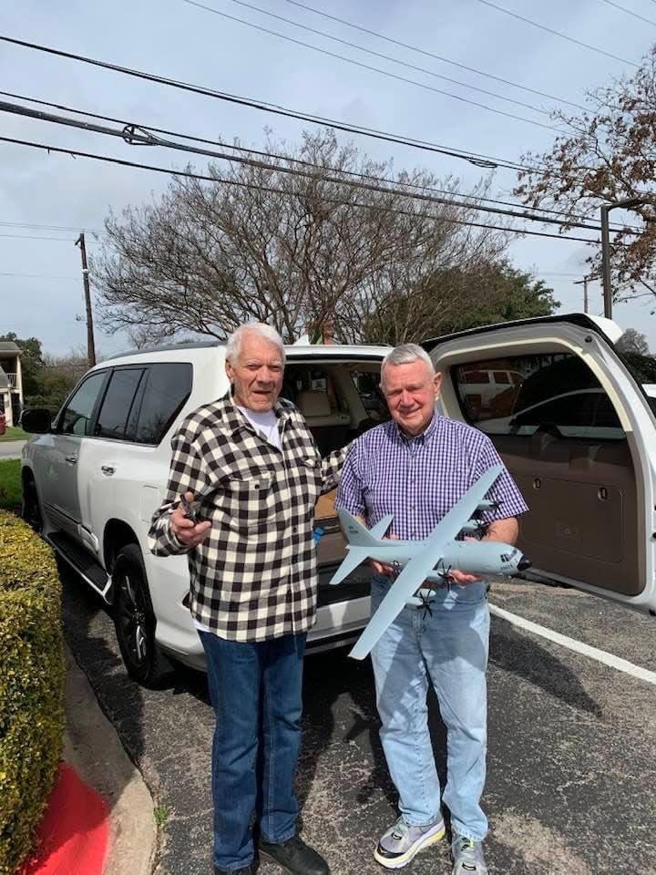 Lee Leffingwell, right, holds an airplane model given to him by his friend Dick Brown, a few days before Brown died from a heart condition in May 2020. Leffingwell found his heart problem early and opted to have an aortic aneurysm removed and valve replacement and repairs rather than face the potential for a sudden death like his friend.