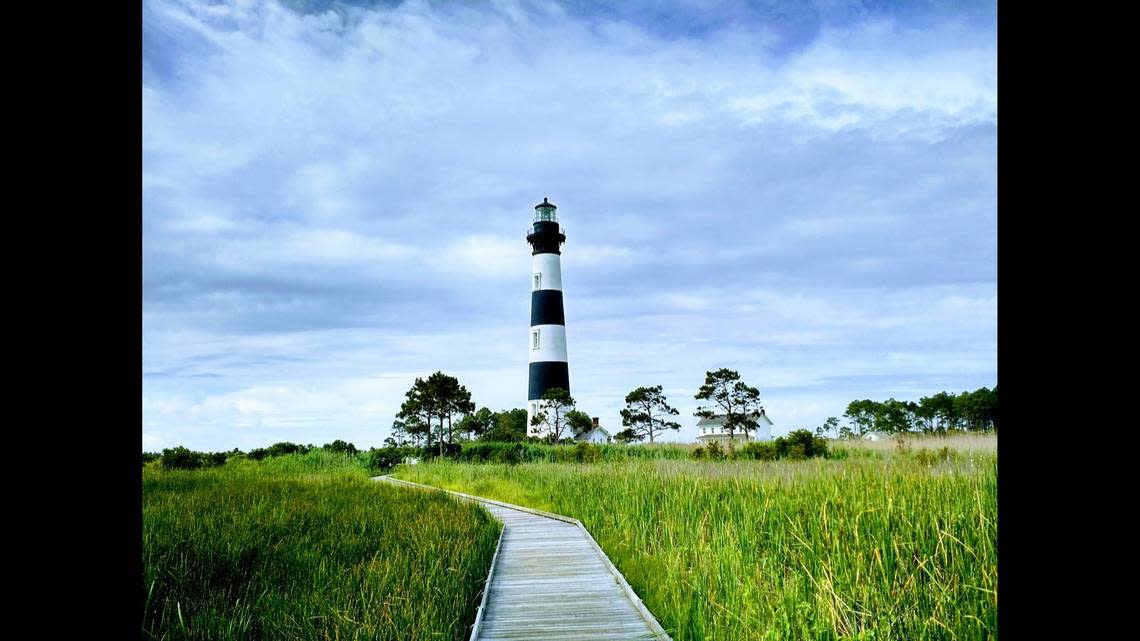 The Bodie Island Light Station is located at the northern end of Cape Hatteras National Seashore. Construction on the tower started in 1871 and the light was installed in 1872, the National Park Service says.