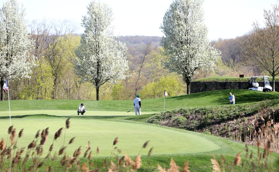Golfers on the course at Trump National Golf Club Westchester in Briarcliff Manor April 23, 2019.
