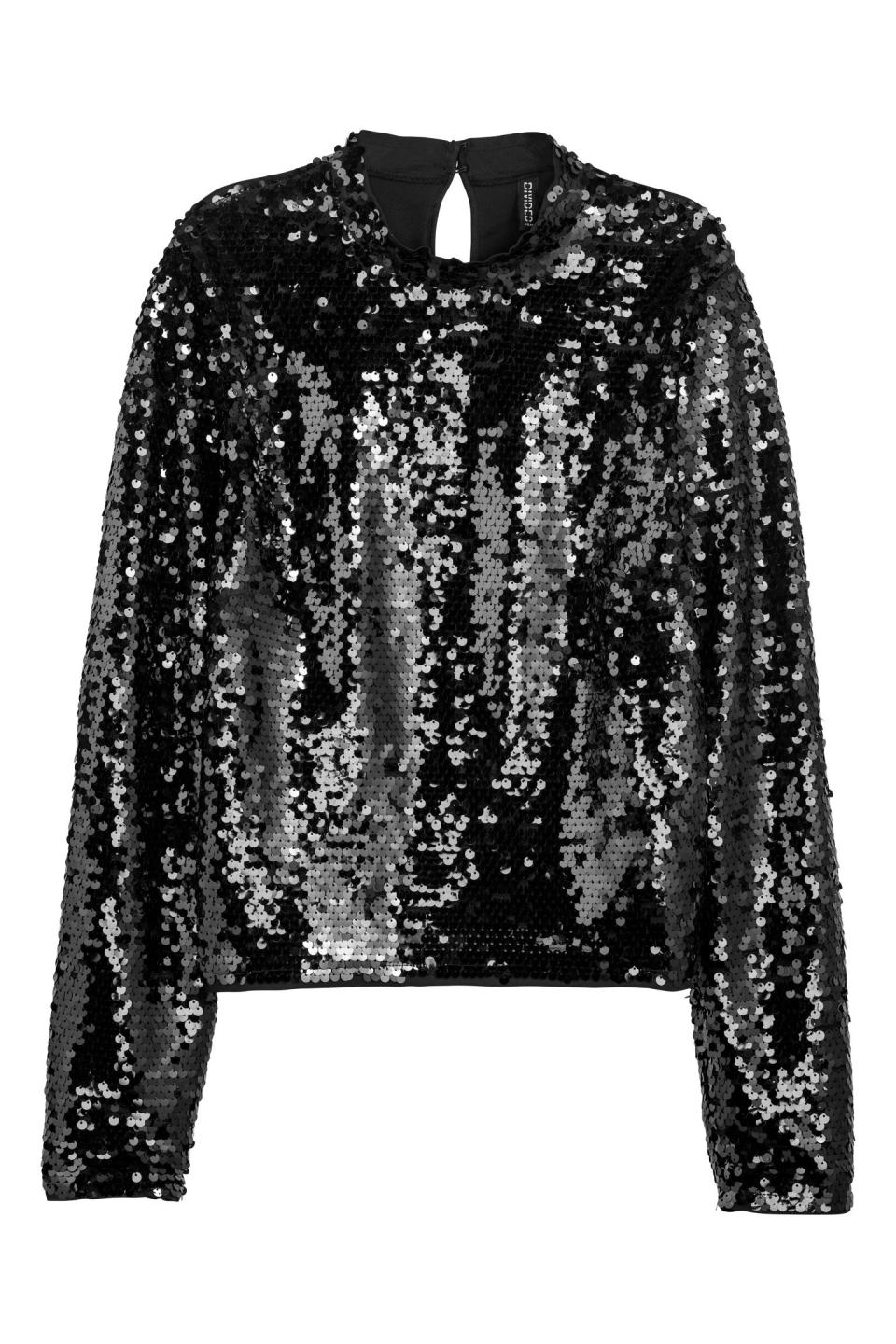 <em><strong>Shop Now:</strong> H&M Sequined Top, $16. <a rel="nofollow noopener" href="https://www2.hm.com/en_us/productpage.0586783001.html" target="_blank" data-ylk="slk:hm.com;elm:context_link;itc:0;sec:content-canvas" class="link ">hm.com</a>.</em>