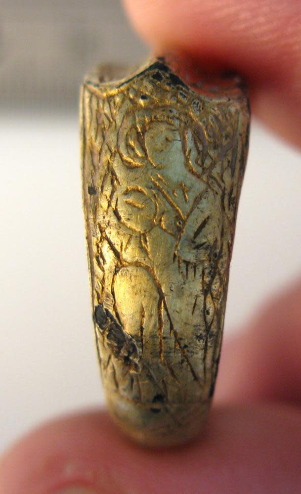 A medieval iconographic finger ring.