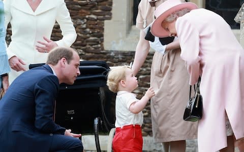 A young Prince George and Princess Charlotte (in pram) with the Queen, in 2015 - Credit: Chris Jackson/Getty Images