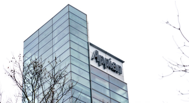 The logo for Appian (APPN) is seen on the side of the company's headquarters.