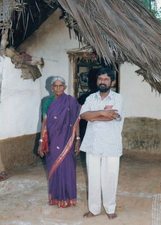 Siddalingaiah with his mother