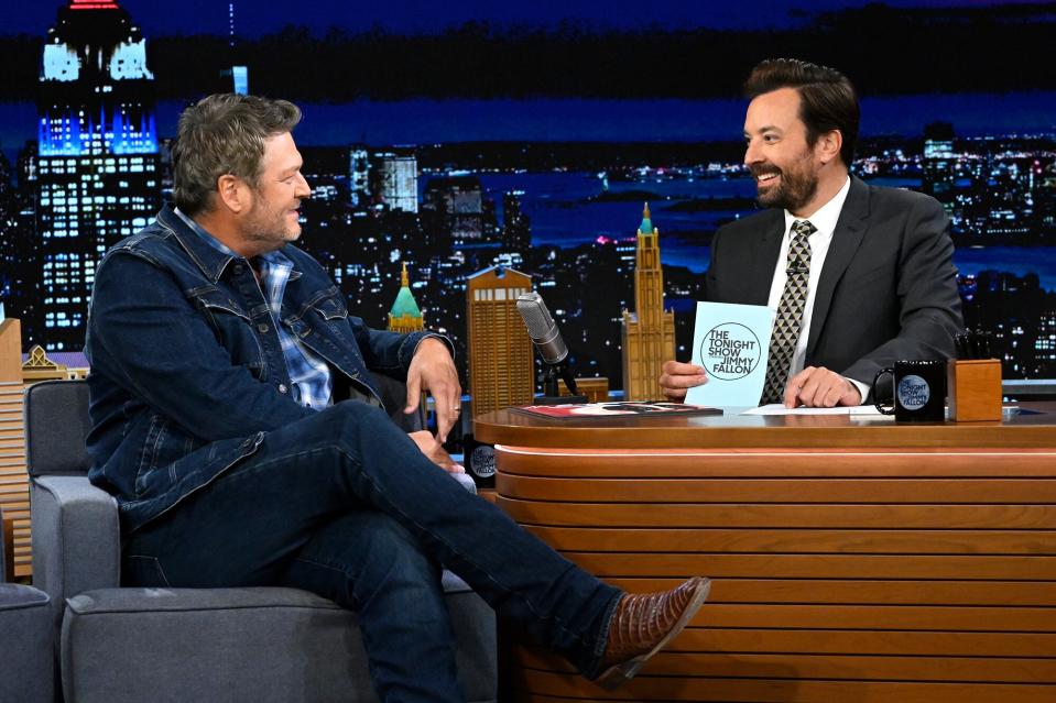 Blake Shelton during an interview with host Jimmy Fallon