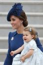 <p>During their trip to Canada in 2016, Kate dressed Charlotte in a pale blue dress that complemented her own royal blue ensemble.</p>