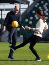 <p>The royal couple played a friendly game of soccer at the National Stadium in Belfast. </p>