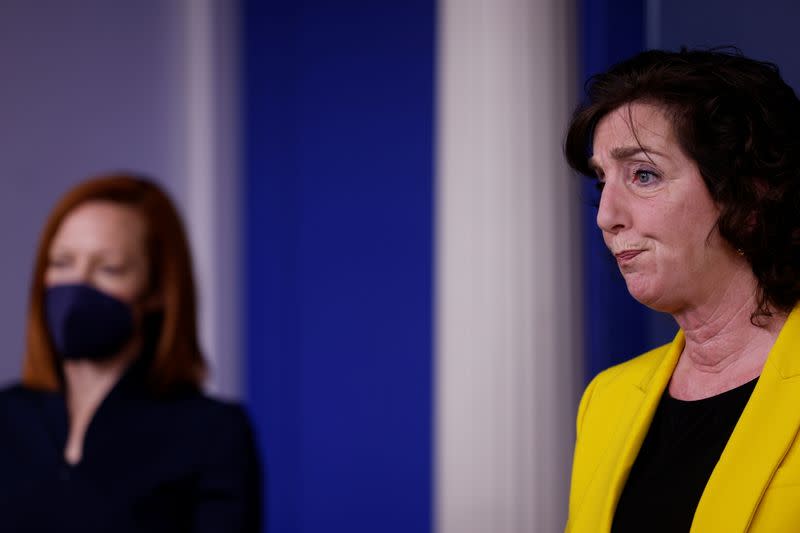 White House Press Secretary Jen Psaki holds a press briefing at the White House in Washington