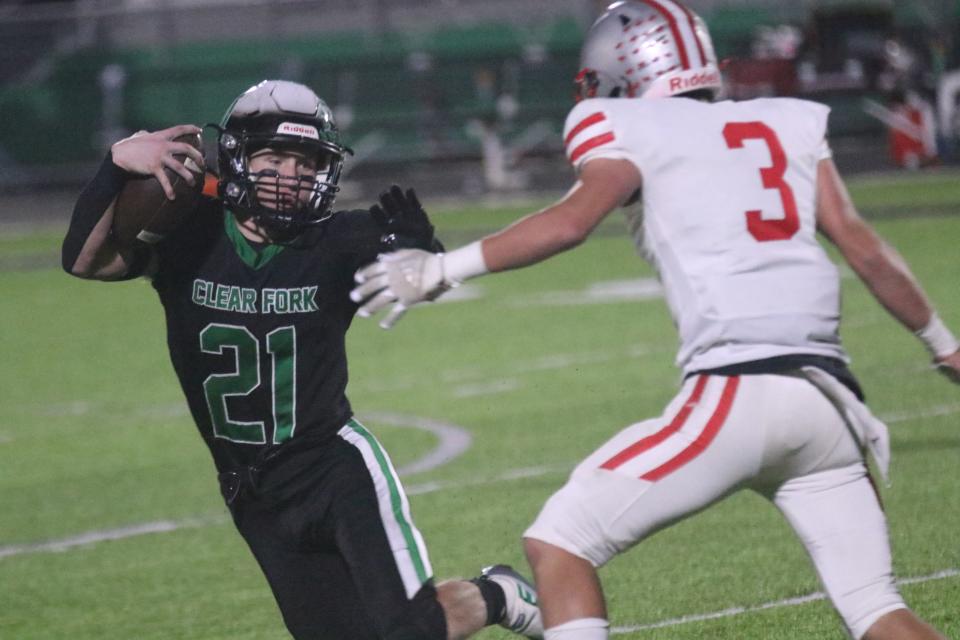 Clear Fork's Trystyn Robison helped the Colts top Shelby 61-19 on Friday night.