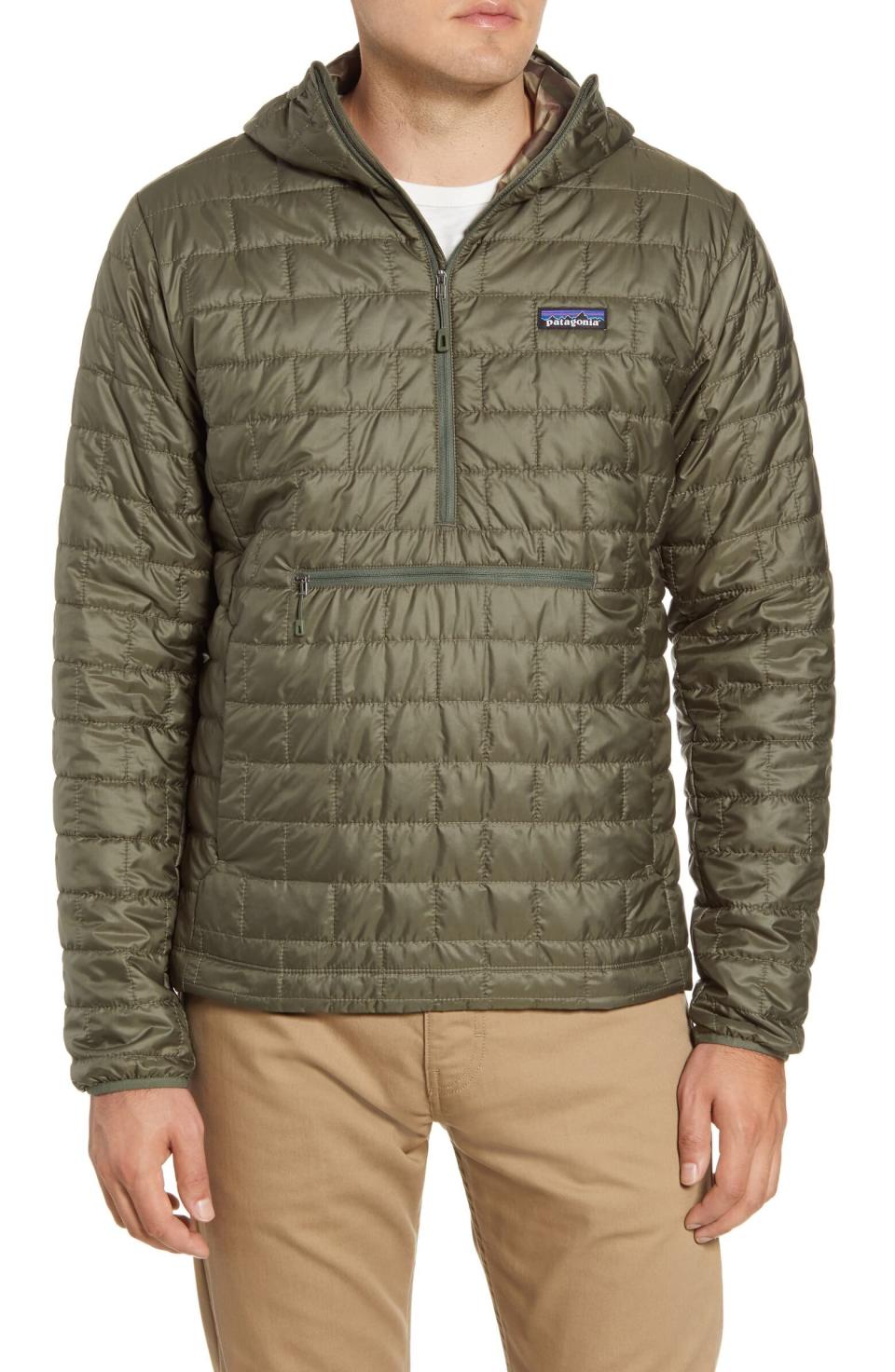 This <a href="https://fave.co/2unNZNE" target="_blank" rel="noopener noreferrer">Patagonia pullover jacket</a> has a shell that's made from recycled fabric and is insulated with partially recycled Primaloft.&nbsp; (Photo: Nordstrom )
