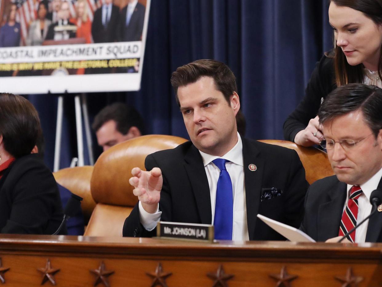 Matt Gaetz speaks during a committee markup hearing on the articles of impeachment against Donald Trump: Chip Somodevilla/Getty Images