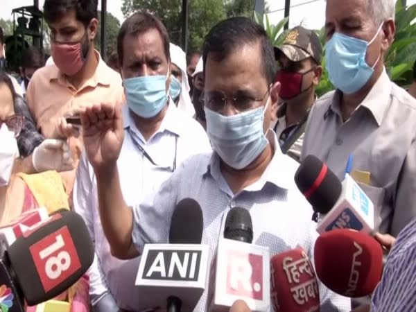 Delhi Chief Minister Arvind Kejriwal speaking to reporters on Thursday. (Photo/ANI)