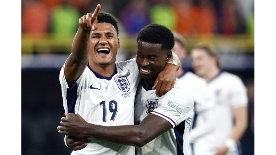 Ollie Watkins and Marc Guehi celebrate England's win