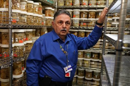 Dr. Vahram Haroutunian poses for a Picture in a brain bank in the Bronx borough of New York City, New York, U.S. June 28, 2017. REUTERS/Carlo Allegri