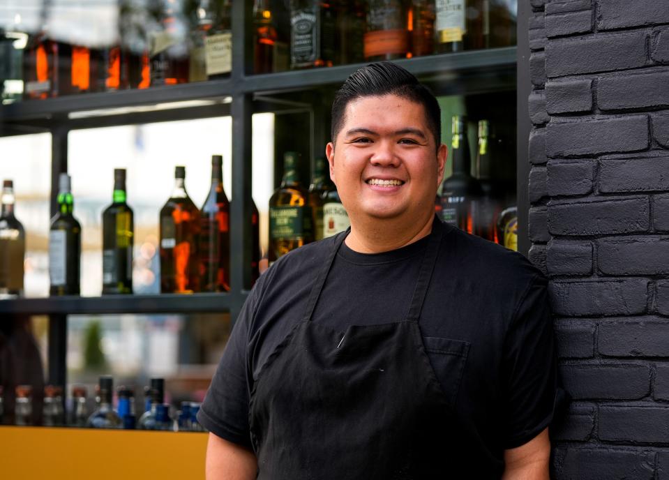 Mapi De Veyra, 33, is the owner of the New Mexican-style restaurant by the name of Los Tacos Hermanos on Thursday, Oct. 26, 2023, at The Galley on the Levee in Newport, Ky. The food hall opens to the public on Saturday, Oct. 28, 2023.