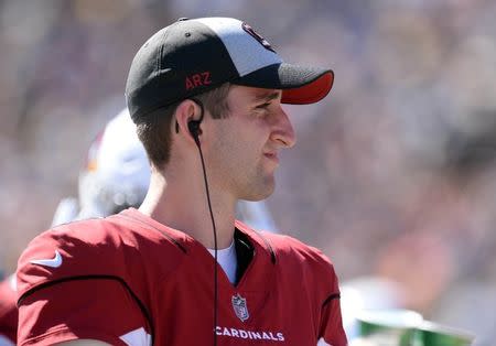 September 16, 2018; Los Angeles, CA, USA; Arizona Cardinals quarterback Josh Rosen (3) during the second half as the Cardinals play against the Los Angeles Rams at the Los Angeles Memorial Coliseum. Mandatory Credit: Gary A. Vasquez-USA TODAY Sports