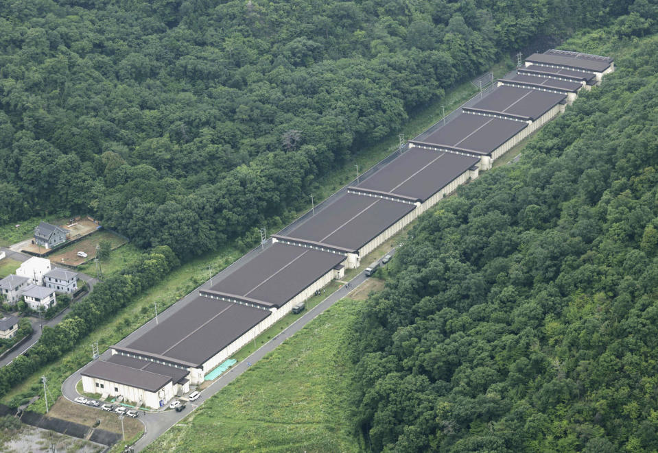 ADDS GROUND SELF DEFENSE FORCE - This aerial photo shows the Ground Self Defense Force's base firing range in Gifu, central Japan, Wednesday, June 14, 2023, following a deadly shooting. A Japanese soldier was arrested Wednesday after allegedly shooting and wounding three colleagues at the army base, a top government official said. (Kyodo News via AP)
