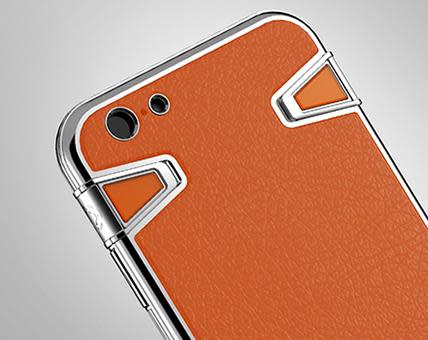 By Atelier Orange Calfskin Leather case for iPhone 6