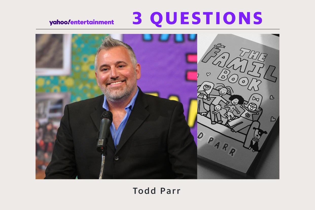 Author Todd Parr has the distinction of having written one of the most frequently banned children's books, The Family Book. (Photo Illustration: Yahoo News; Photo: Getty Images, Amazon)