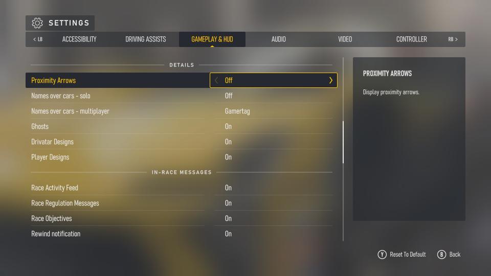 Screenshots of Forza Motorsport (2023)'s accessibility menus and settings.