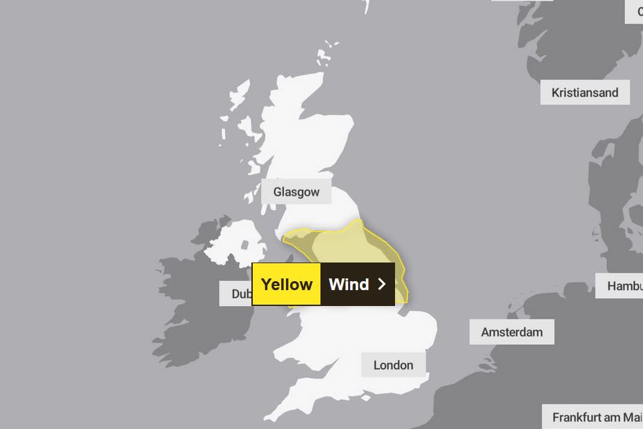 The Lilian weather warning is in place in northern Wales and England. (Met Office)