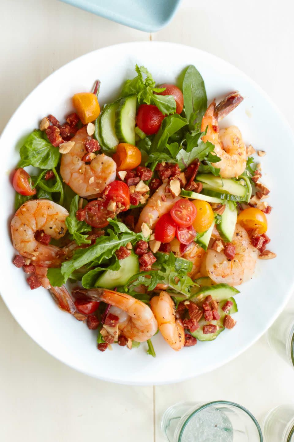 Shrimp Salad with Crispy Chorizo and Almonds