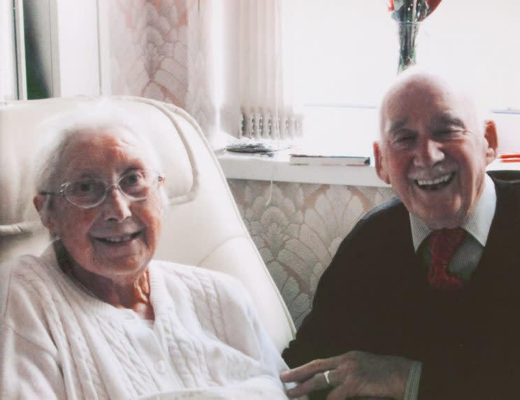 Mr Bartley on Christmas Day 2014 with his wife Cassie, who passed away (Picture: SWNS)