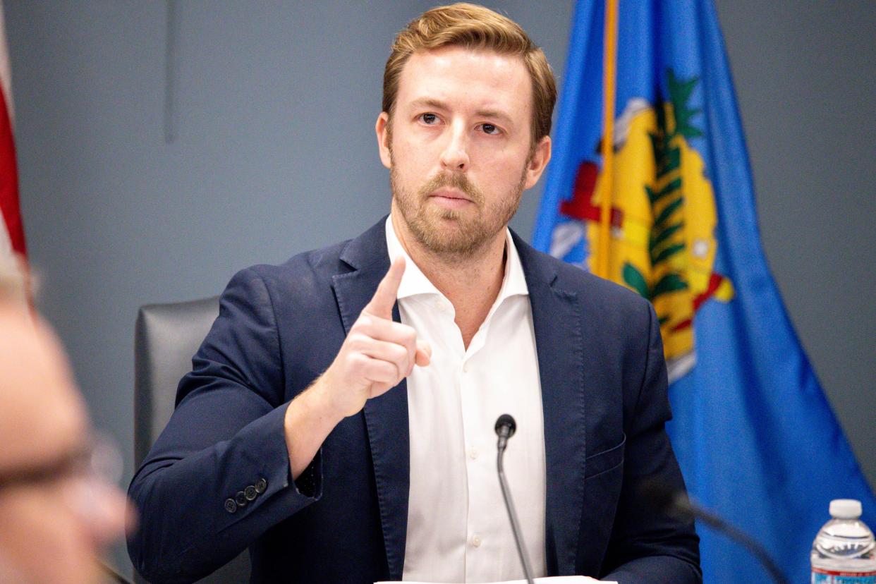 Ryan Walters, state schools superintendent, speaks Jan. 25 during an Oklahoma State Board of Education meeting at the Oklahoma Capitol.