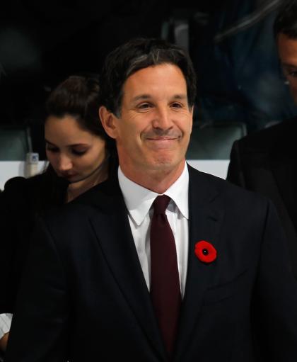 TORONTO, ON - NOVEMBER 08: Brendan Shanahan, who will enter the Hockey Hall of Fame on November11, is honored prior to the game between the Toronto Maple Leafs and the New Jersey Devils at the Air Canada Centre on November 8, 2013 in Toronto, Canada. (Photo by Bruce Bennett/Getty Images)