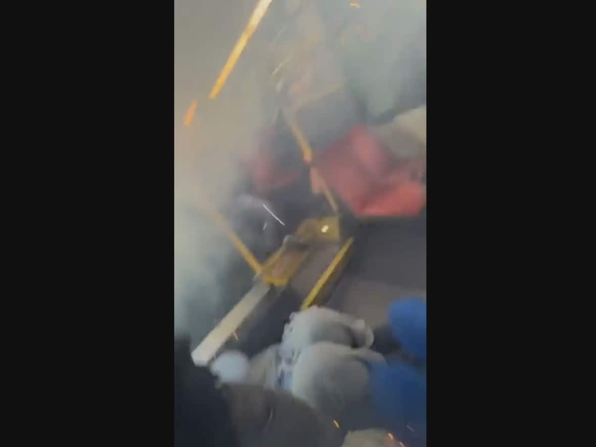 Smoke filled the bus after the firework was set off on Tuesday afternoon. (6ixBuzz - image credit)
