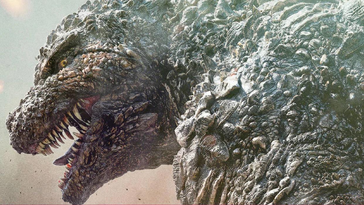  An close up image of Godzilla from "Godzilla: Minus One". 