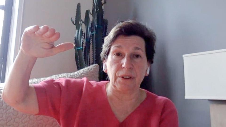 “I’m 62, and I’m an asthmatic. I talk to a lot of my colleagues. You know, we’re scared to death,” Randi Weingarten, president of the American Federation of Teachers, tells the USA TODAY Editorial Board on May 27, 2020.